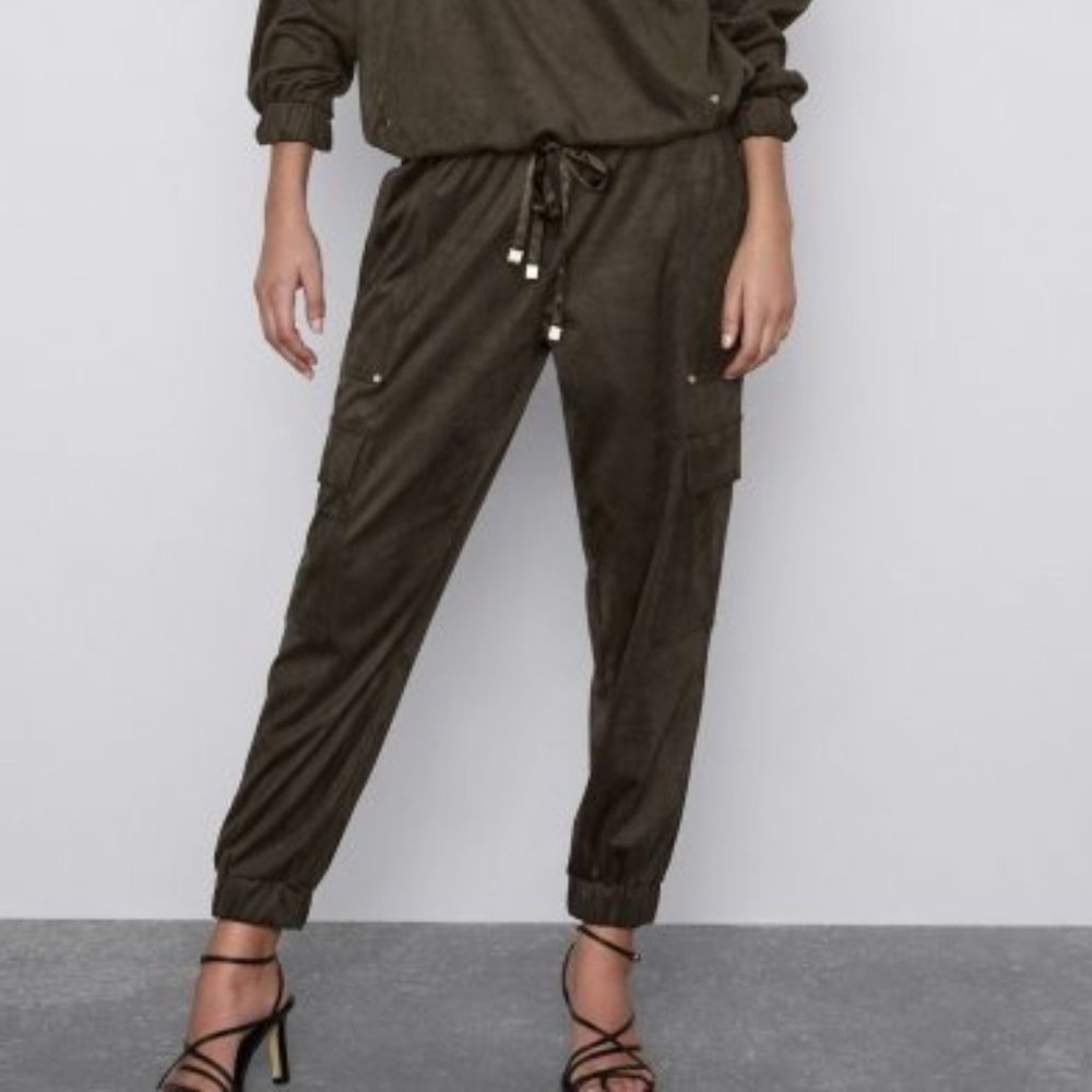 NWT Zara cargo joggers, olive green, size xs